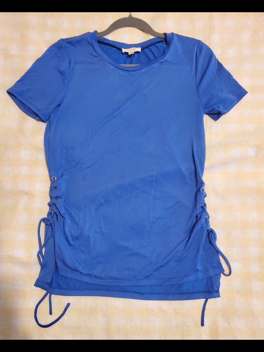 Chocolate Royal Blue Short Sleeve Side-Tie Tee